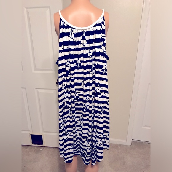 Sailboat Blue Striped Dress - Picture 1 of 5